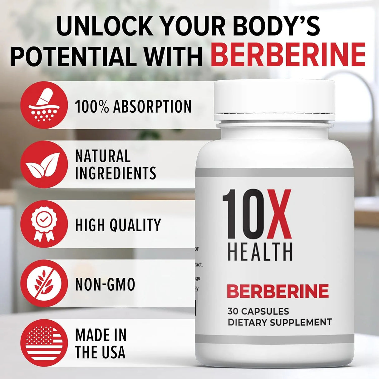 10X HEALTH - 10X Health Berberine 500Mg. 30 Capsulas - The Red Vitamin MX - Suplementos Alimenticios - {{ shop.shopifyCountryName }}