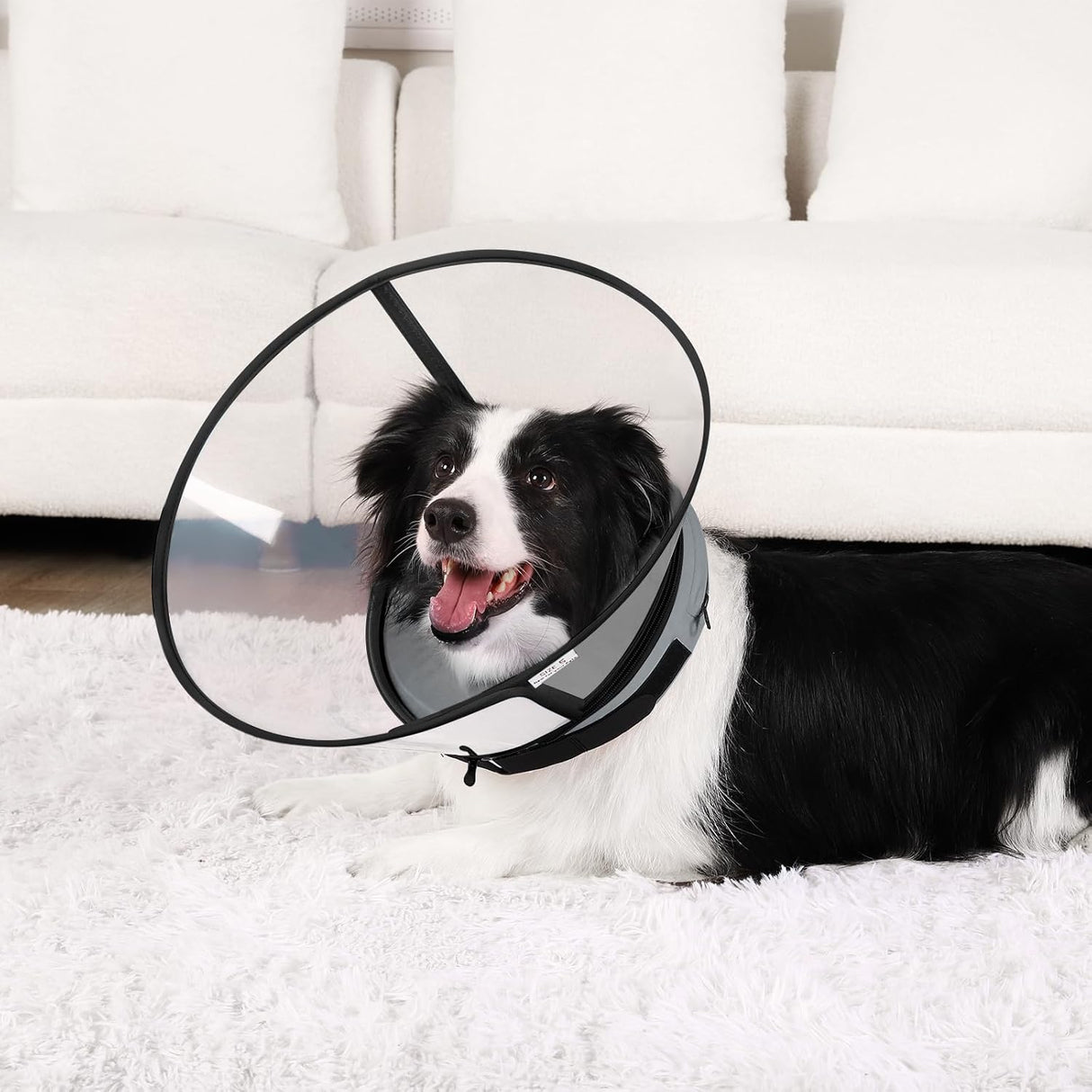 ICOYEA Sponge Core Dog Cone GRAY Size 2 Neck: 8.7"- 10.7"