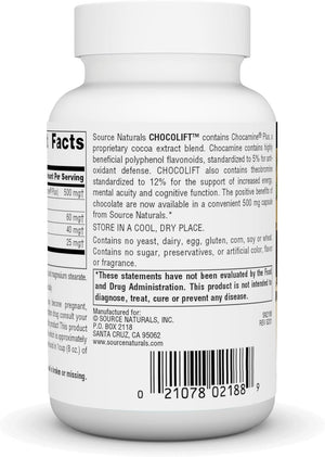 Source Naturals ChocoLift 500Mg. Chocamine Plus Cocoa Extract 60 Capsulas