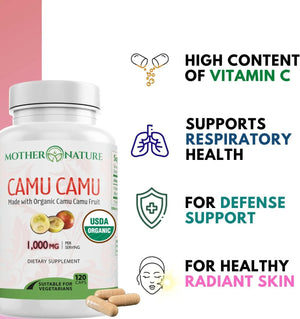 MOTHER NATURE - Mother Nature Camu Camu 1000Mg. 120 Capsulas - The Red Vitamin MX - Suplementos Alimenticios - {{ shop.shopifyCountryName }}