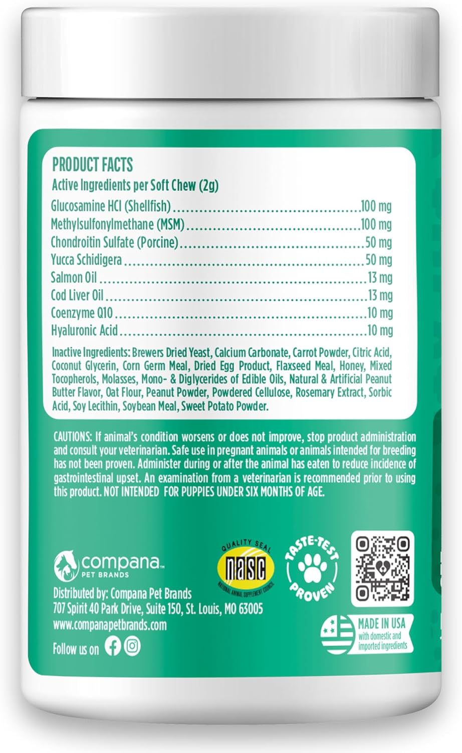 Doggie Dailies Daily Joint Care Glucosamine for Dogs Peanut Butter 225 Masticables