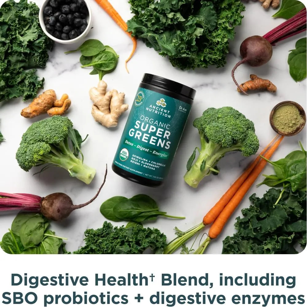 ANCIENT NUTRITION - Ancient Nutrition Super Greens Powder 25 Servicios 200Gr. - The Red Vitamin MX - Suplementos Alimenticios - {{ shop.shopifyCountryName }}