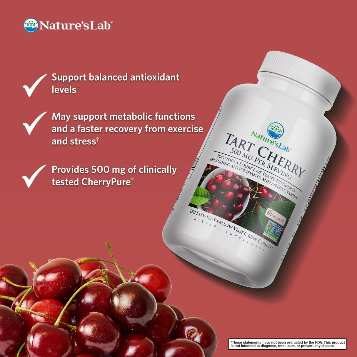 Nature’s Lab Tart Cherry 500Mg. 180 Capsulas