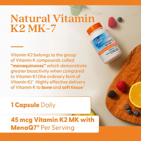 DOCTOR'S BEST - Doctors Best Natural Vitamin K2 MK-7 60 Capsulas - The Red Vitamin MX - Suplementos Alimenticios - {{ shop.shopifyCountryName }}