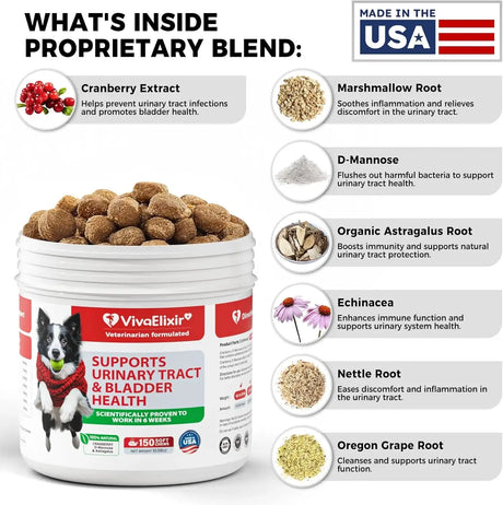 VIVAELIXIR - VivaElixir Dog UTI Treatment Cranberry & D-Mannose for Dog 150 Masticables - The Red Vitamin MX - Salud De Tracto Urinario Para Perros - {{ shop.shopifyCountryName }}
