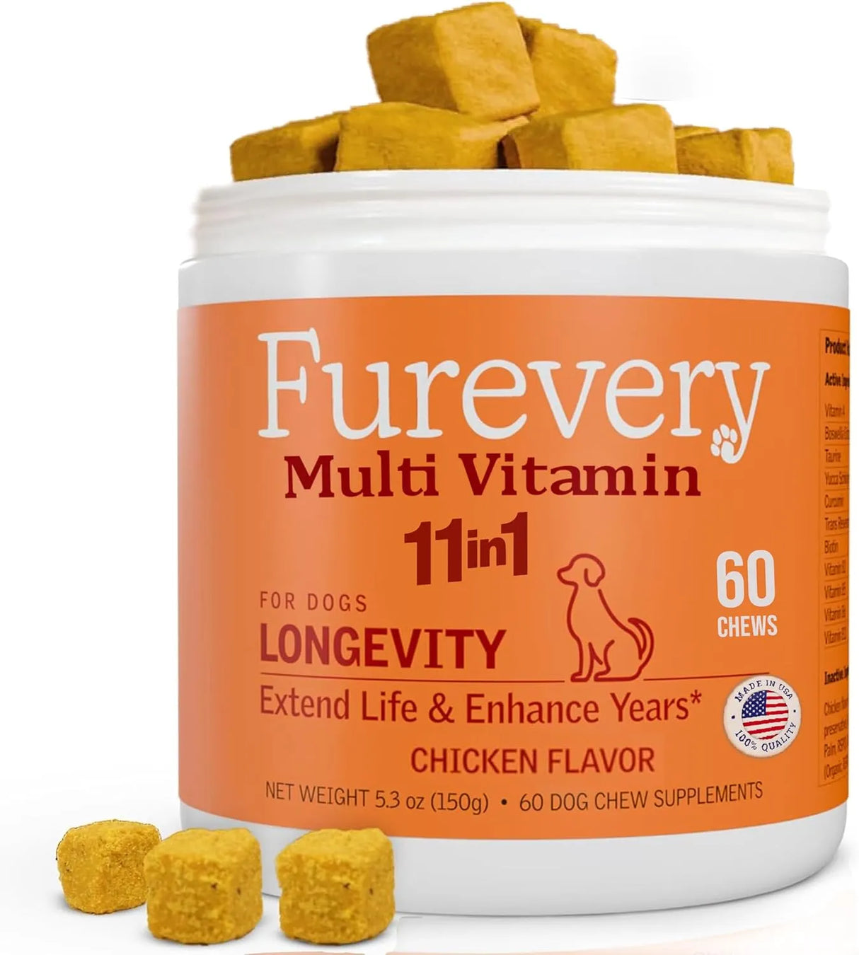 FUREVERY - Furevery Daily Dog Multivitamin Chicken Flavored 60 Masticables - The Red Vitamin MX - Multivitamínicos Para Perros - {{ shop.shopifyCountryName }}