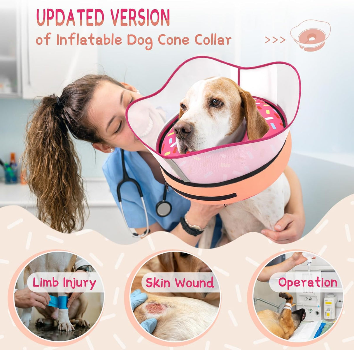 Supet Raised Inflatable Dog Cone Collar XXLARGE