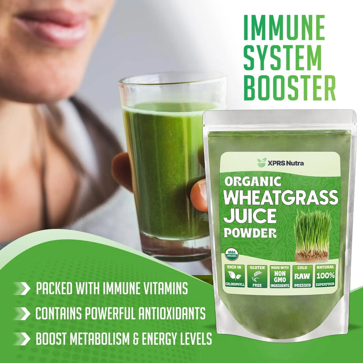 XPRS NUTRA - XPRS Nutra Organic Wheatgrass Juice Powder 16 Oz. - The Red Vitamin MX - Suplementos Alimenticios - {{ shop.shopifyCountryName }}