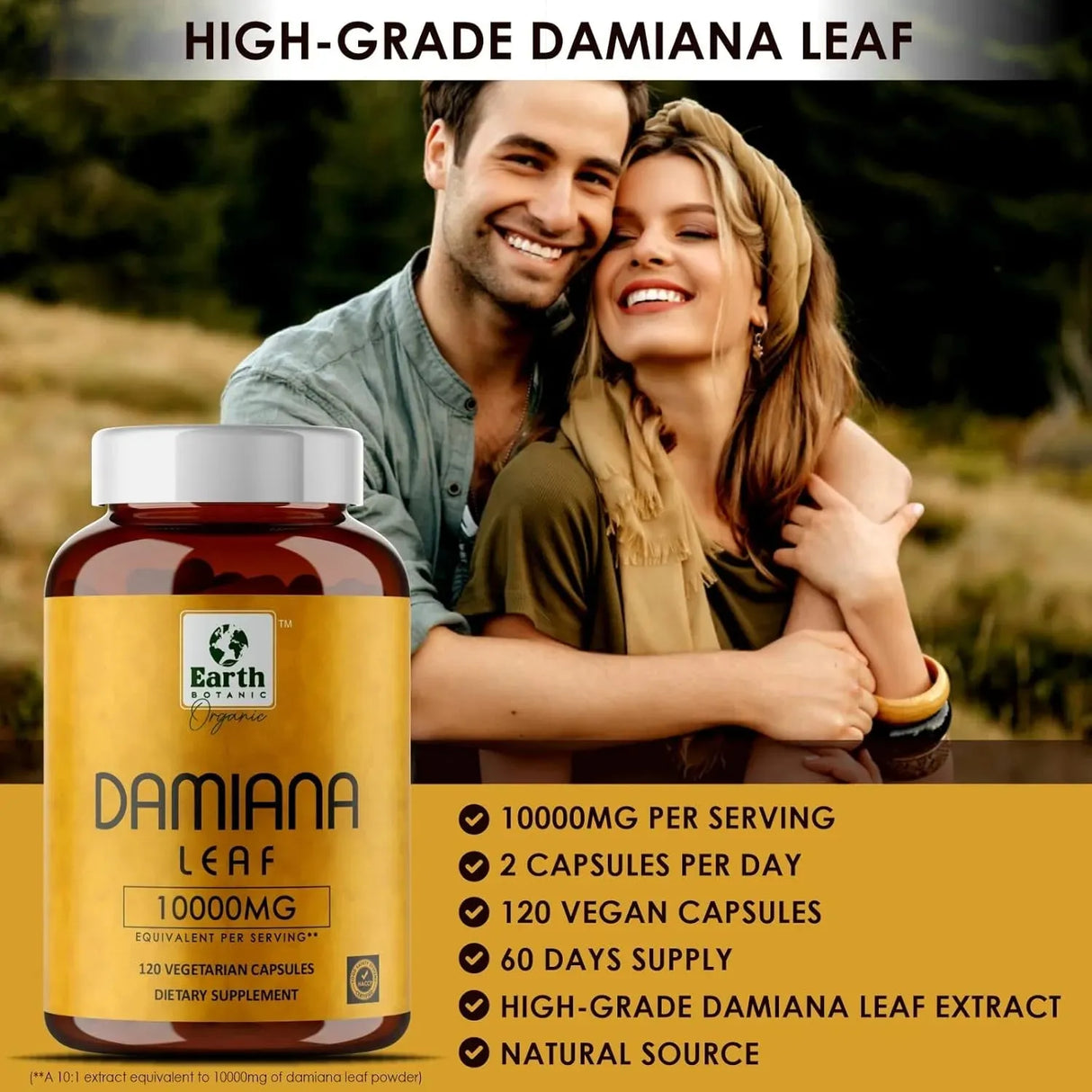 EARTH BOTANIC ORGANIC - Earth BOTANIC Organic Damiana Leaf Extract 10:1 120 Capsulas - The Red Vitamin MX - Suplementos Alimenticios - {{ shop.shopifyCountryName }}