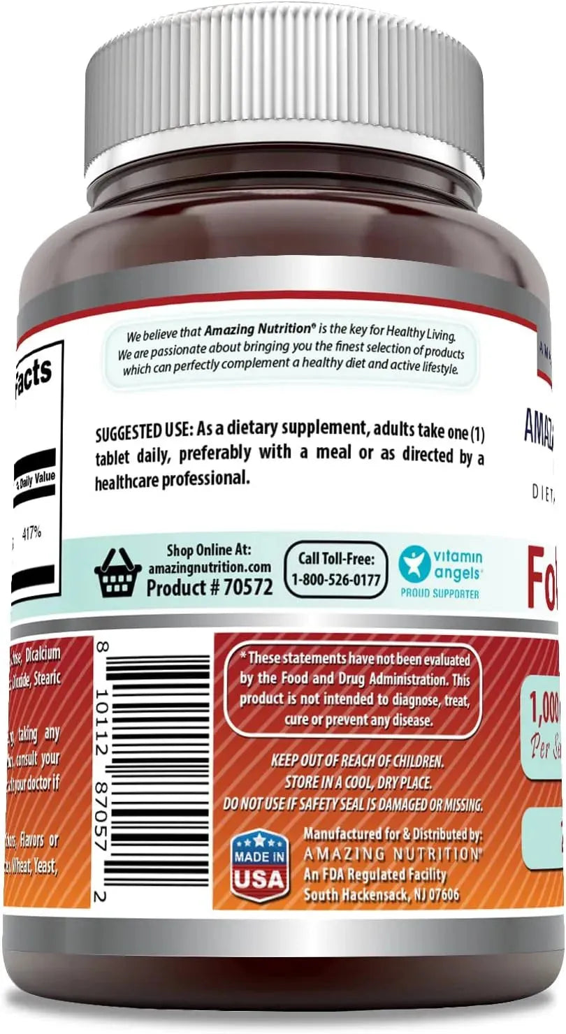 AMAZING FORMULAS - Amazing Formulas Folic Acid 1000mcg 240 Tabletas - The Red Vitamin MX - Suplementos Alimenticios - {{ shop.shopifyCountryName }}