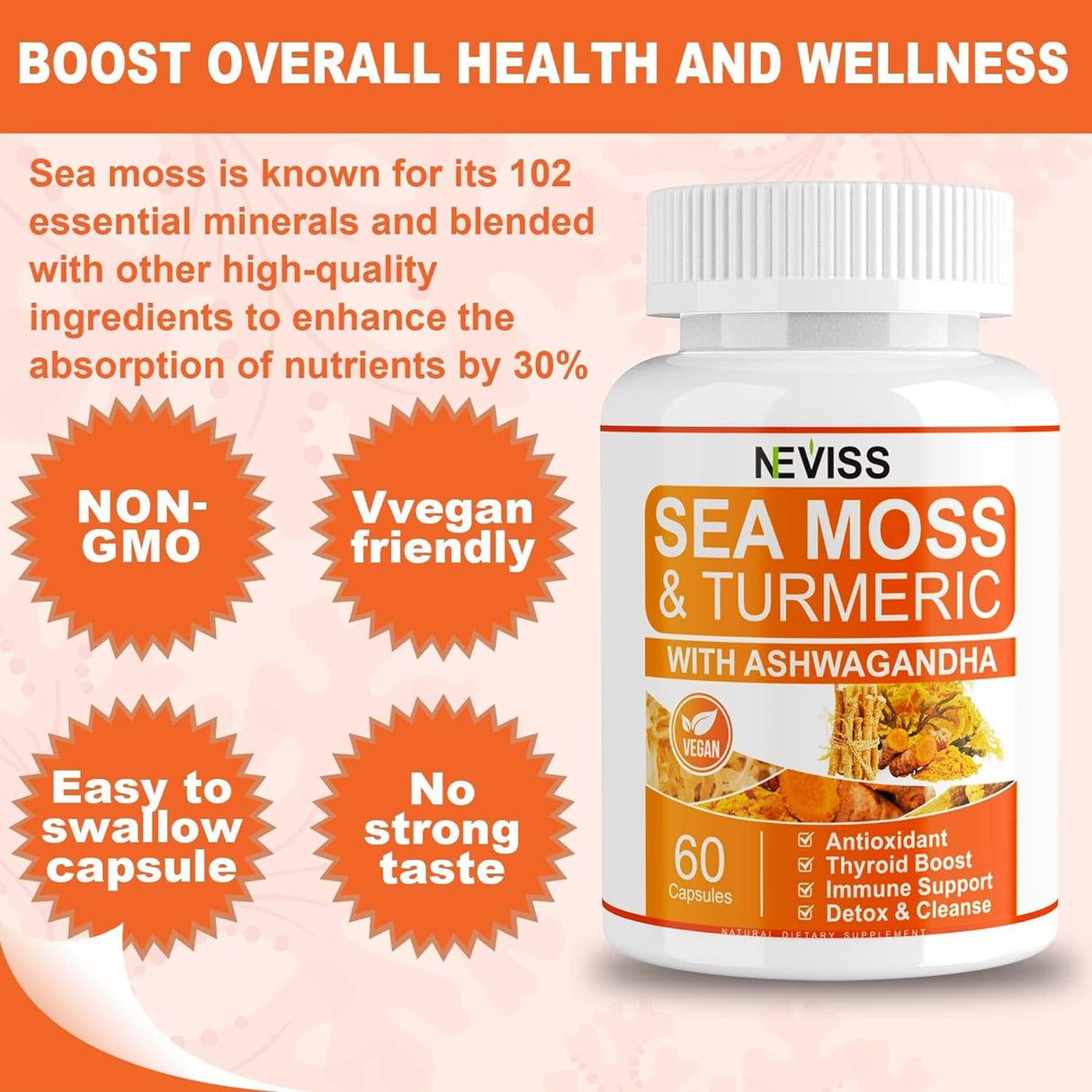 Neviss Organic Sea Moss Capsules 120 Capsulas