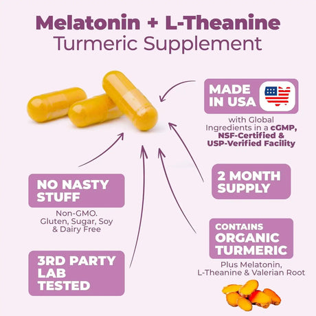 VIMERSON HEALTH - Vimerson Health Melatonin Sleep Aid with L Theanine & Valerian Root 60 Capsulas 2 Pack - The Red Vitamin MX - Suplementos Alimenticios - {{ shop.shopifyCountryName }}