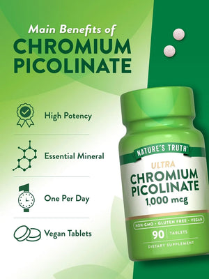 NATURE'S TRUTH - Nature's Truth Ultra Chromium Picolinate 1000mcg 90 Tabletas - The Red Vitamin MX - Suplementos Alimenticios - {{ shop.shopifyCountryName }}