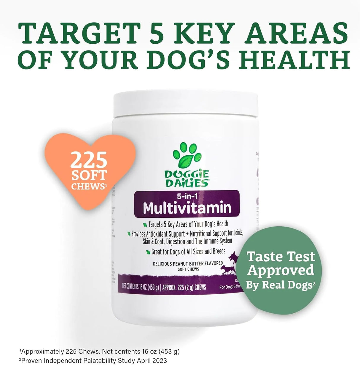 DOGGIE DAILIES - Doggie Dailies 5 in 1 Multivitamin for Dogs Peanut Butter 225 Masticables - The Red Vitamin MX - Multivitamínicos Para Perros - {{ shop.shopifyCountryName }}