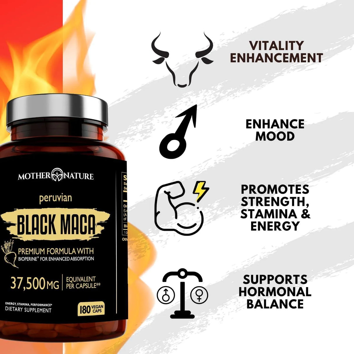 MOTHER NATURE - Mother Nature Organic Black Maca Root Extract 180 Capsulas - The Red Vitamin MX - Suplementos Alimenticios - {{ shop.shopifyCountryName }}