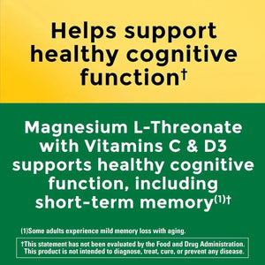 NATURE MADE - Nature Made Magnesium L-Threonate with Vitamin C & Vitamin D3 90 Capsulas - The Red Vitamin MX - Suplementos Alimenticios - {{ shop.shopifyCountryName }}