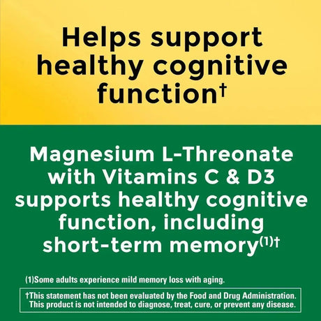 NATURE MADE - Nature Made Magnesium L-Threonate with Vitamin C & Vitamin D3 90 Capsulas - The Red Vitamin MX - Suplementos Alimenticios - {{ shop.shopifyCountryName }}
