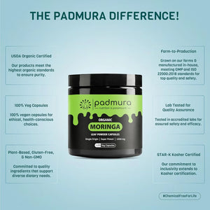 PADMURA - PADMURA Organic Moringa Oleifera Leaf Powder 120 Capsulas - The Red Vitamin MX - Suplementos Alimenticios - {{ shop.shopifyCountryName }}