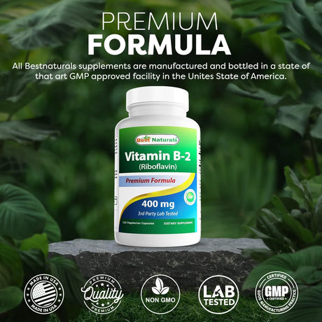 BEST NATURALS - Best Naturals Vitamin B2 400Mg. 120 Capsulas 2 Pack - The Red Vitamin MX - Suplementos Alimenticios - {{ shop.shopifyCountryName }}