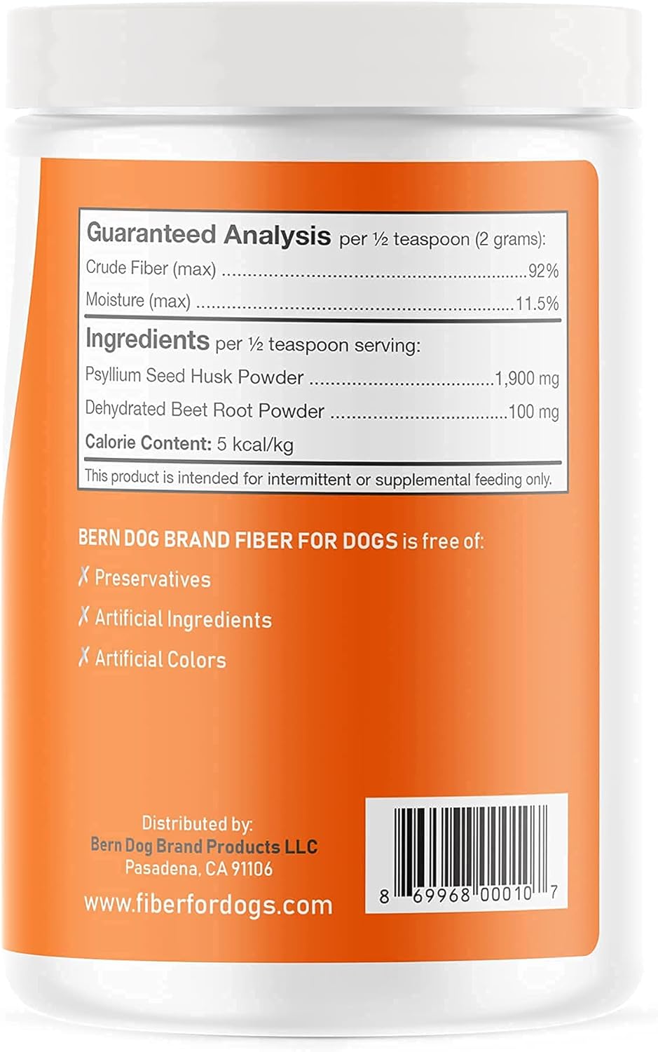 Bern Dog Brand Fiber for Dogs Psyllium Seed Husk Powder 340Gr.