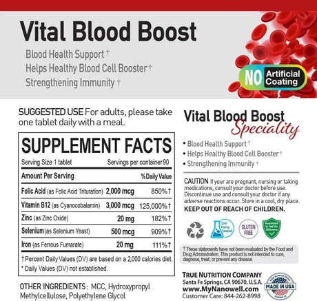 NANOWELL - NANOWELL Vital Blood Boost 90 Tabletas 3 Pack - The Red Vitamin MX - Suplementos Alimenticios - {{ shop.shopifyCountryName }}