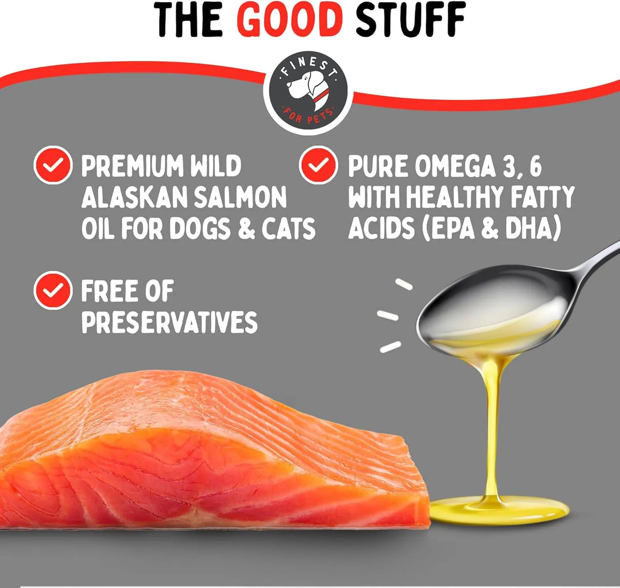 FINEST FOR PETS - Finest For Pets Wild Alaskan Salmon Oil Formula for Dogs & Cats 32 Fl.Oz. - The Red Vitamin MX - Aceite De Pescado Para Perros - {{ shop.shopifyCountryName }}
