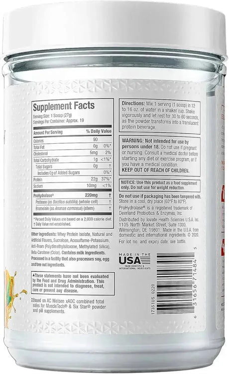 MUSCLETECH - MuscleTech Clear Whey Protein Isolate Orange Dreamsicle 505Gr. - The Red Vitamin MX - Suplementos Alimenticios - {{ shop.shopifyCountryName }}
