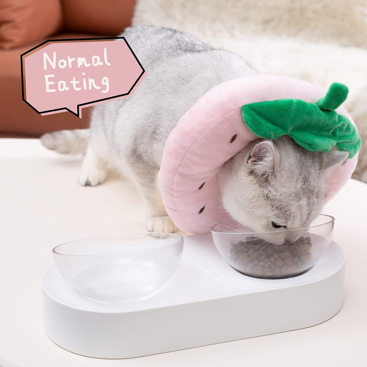 ANWA Adjustable Cat Cone Collar Soft Strawberry Small