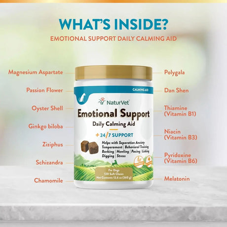NATURVET - NaturVet Emotional Support Daily Calming Aid Dog 120 Masticables - The Red Vitamin MX - Relajantes Para Perros - {{ shop.shopifyCountryName }}