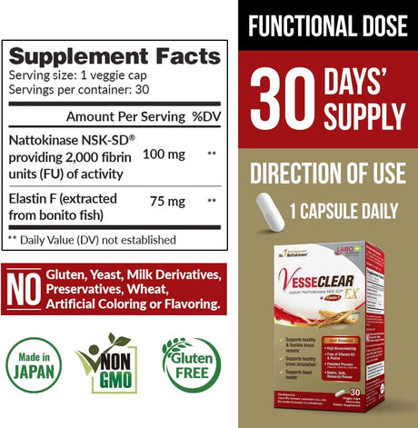 LABO NUTRITION - LABO Nutrition VesseCLEAR Clean & Flexible Blood Vessel 30 Capsulas - The Red Vitamin MX - Suplementos Alimenticios - {{ shop.shopifyCountryName }}