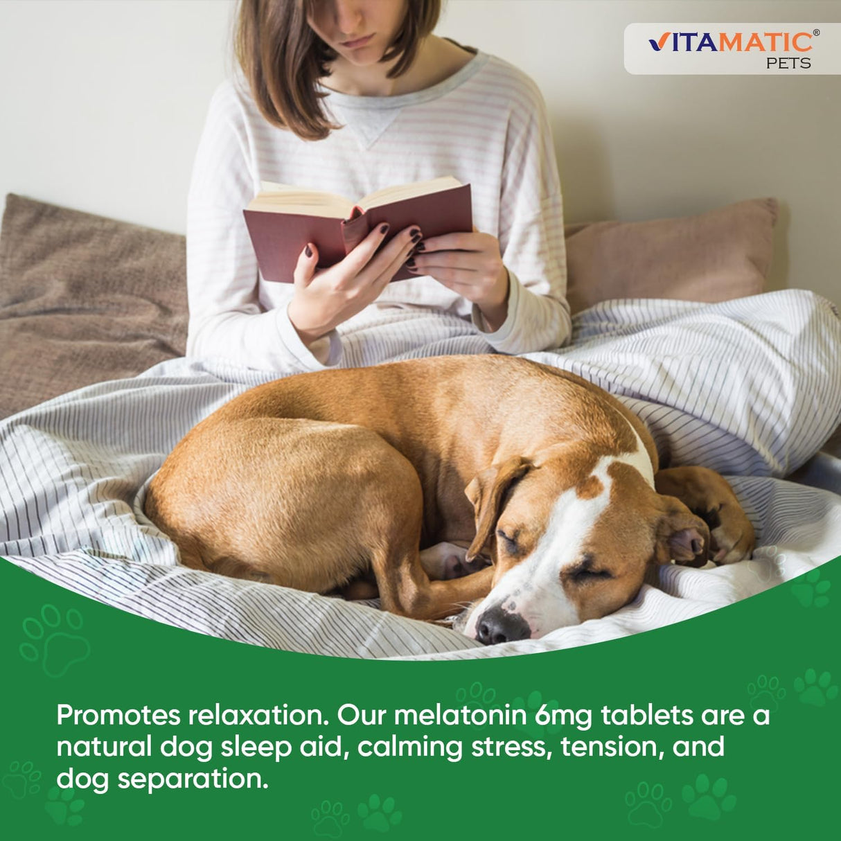 Vitamatic Melatonin for Dogs Beef Flavor 6Mg. 120 Tabletas Masticables