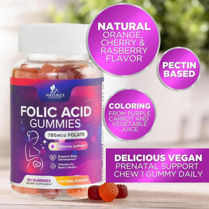 NATURE'S NUTRITION - Nature's Nutrition Folic Acid Gummies for Women 785mcg 60 Gomitas - The Red Vitamin MX - Suplementos Alimenticios - {{ shop.shopifyCountryName }}