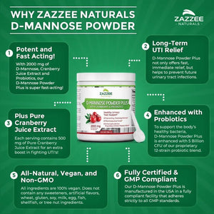 ZAZZEE NATURALS - Zazzee D-Mannose Powder Plus 67 Servicios 184Gr. - The Red Vitamin MX - Suplementos Alimenticios - {{ shop.shopifyCountryName }}