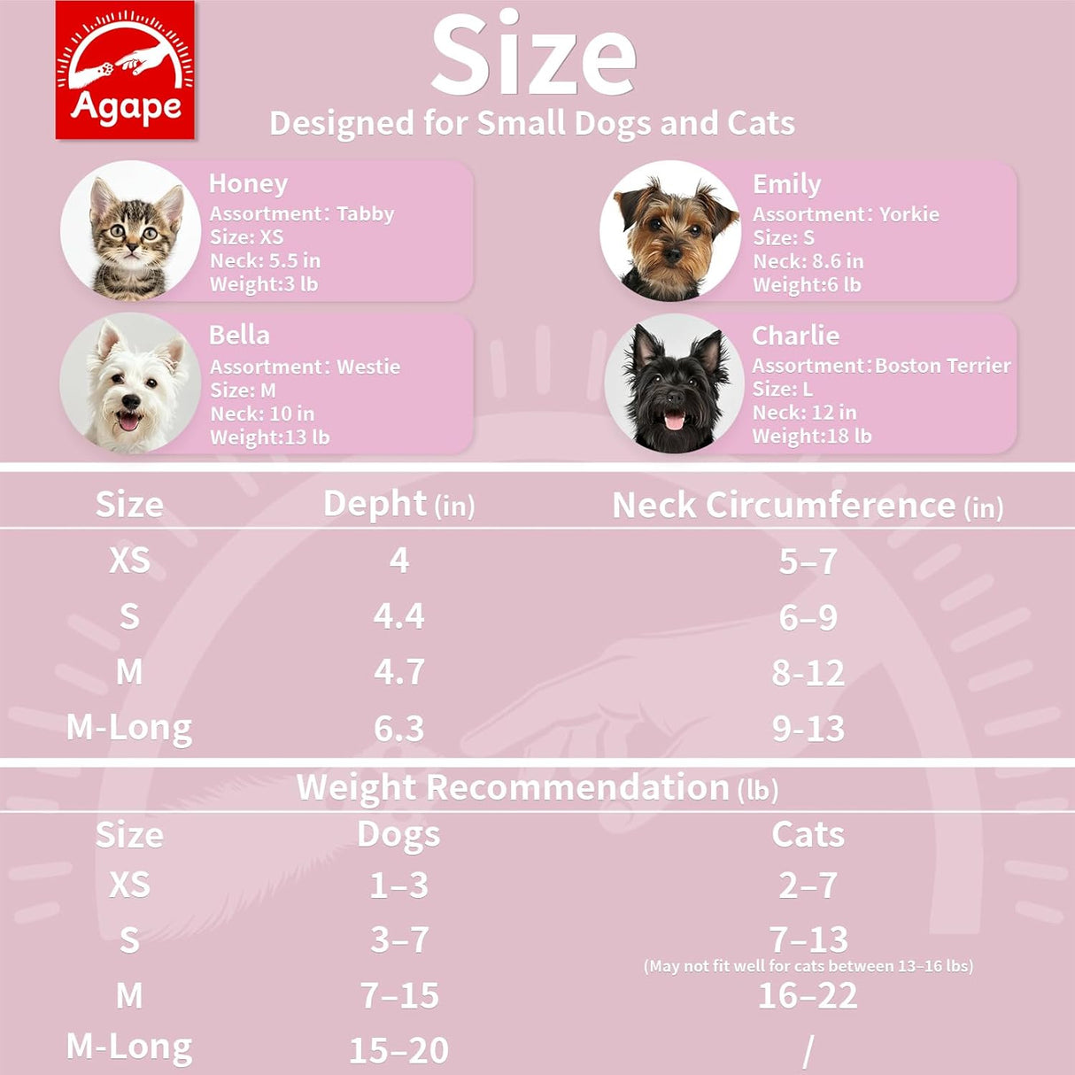 Agape Soft Cone for Cats & Dogs PINK MEDIUM