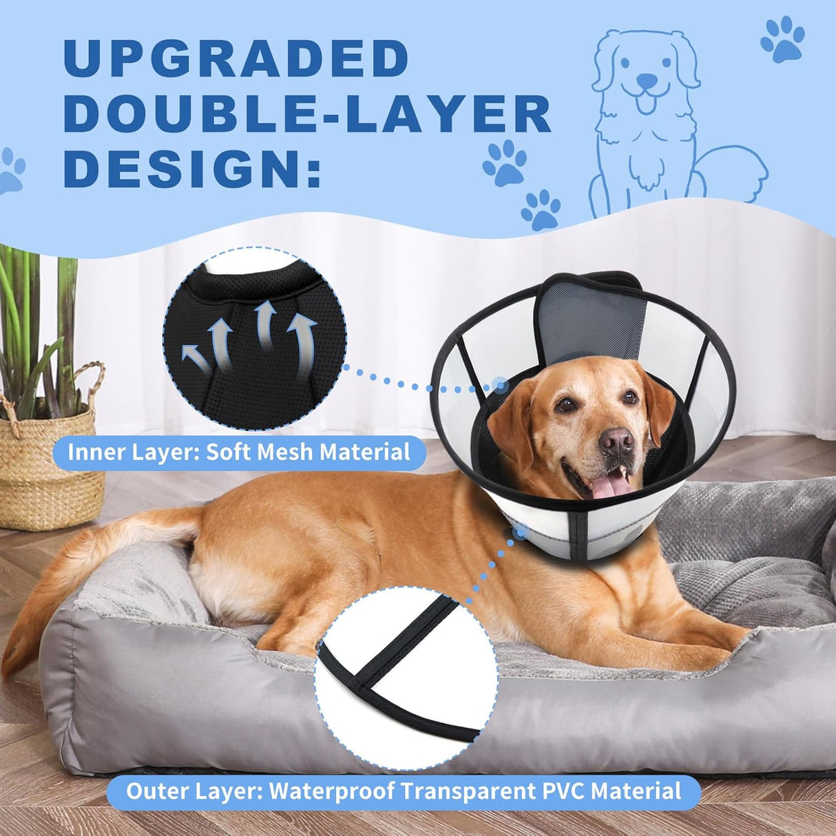 WinWeal Soft Dog Cone for Dogs M Neck: 13.8-15.7"