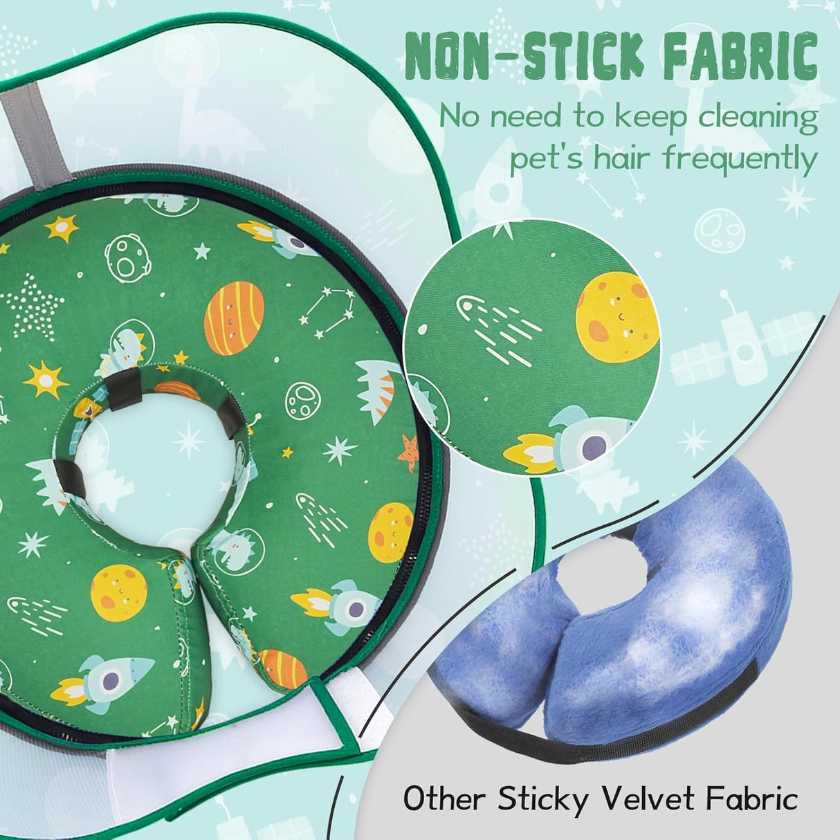 Toptakeit Elevated Inflatable Dog Cone Collar GREEN LARGE