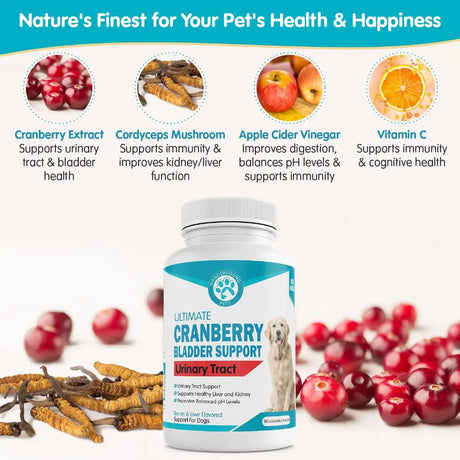WANDERFOUND PETS - Wanderfound Pets Ultimate Cranberry Bladder UTI Support for Dogs 90 Tabletas Masticables - The Red Vitamin MX - Salud De Tracto Urinario Para Perros - {{ shop.shopifyCountryName }}