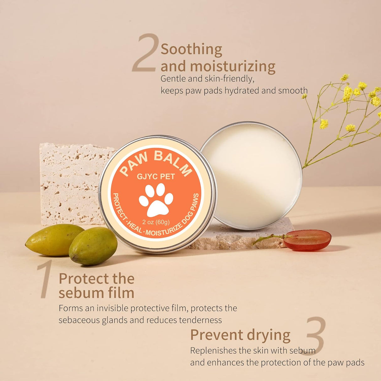GJYC PET Natural Dog Paw Balm 2 Oz.