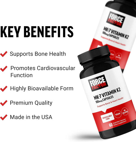FORCE FACTOR - FORCE FACTOR MK-7 Vitamin K2 100mcg 60 Capsulas - The Red Vitamin MX - Suplementos Alimenticios - {{ shop.shopifyCountryName }}
