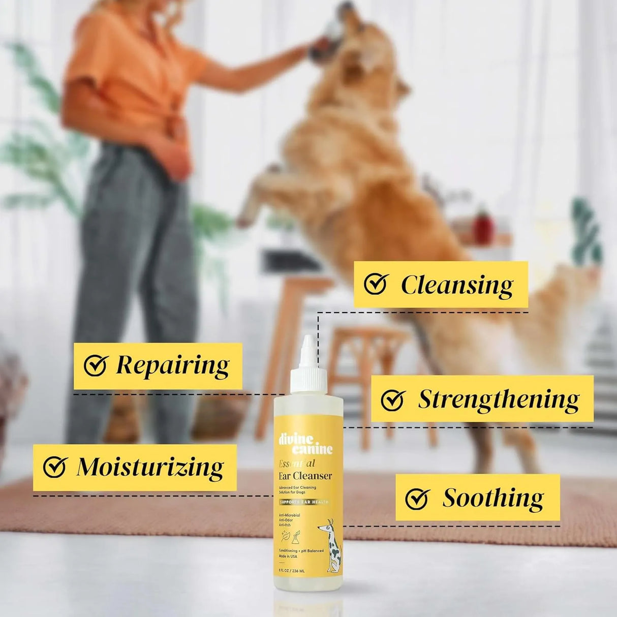 DIVINE CANINE - Divine Canine Dog Ear Cleaner 8 Fl.Oz. - The Red Vitamin MX - Cuidado Del Oído De Perros - {{ shop.shopifyCountryName }}