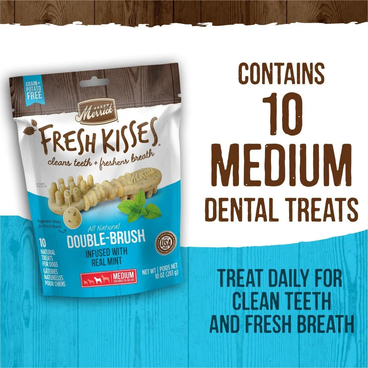 MERRICK - Merrick Fresh Kisses Natural Dental Chews Toothbrush Shape Medium Dogs 10 Piezas - The Red Vitamin MX - Cuidado Dental Para Perros - {{ shop.shopifyCountryName }}
