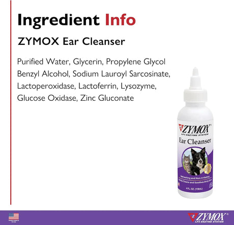 ZYMOX - Zymox Ear Cleanser Solution for Dogs and Cats 4 Fl.Oz. - The Red Vitamin MX - Cuidado Del Oído De Perros - {{ shop.shopifyCountryName }}
