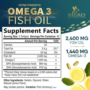 NATURE'S NUTRITION - Nature's Nutrition Triple Strength Omega 3 Fish Oil 2400Mg. 180 Capsulas Blandas - The Red Vitamin MX - Suplementos Alimenticios - {{ shop.shopifyCountryName }}