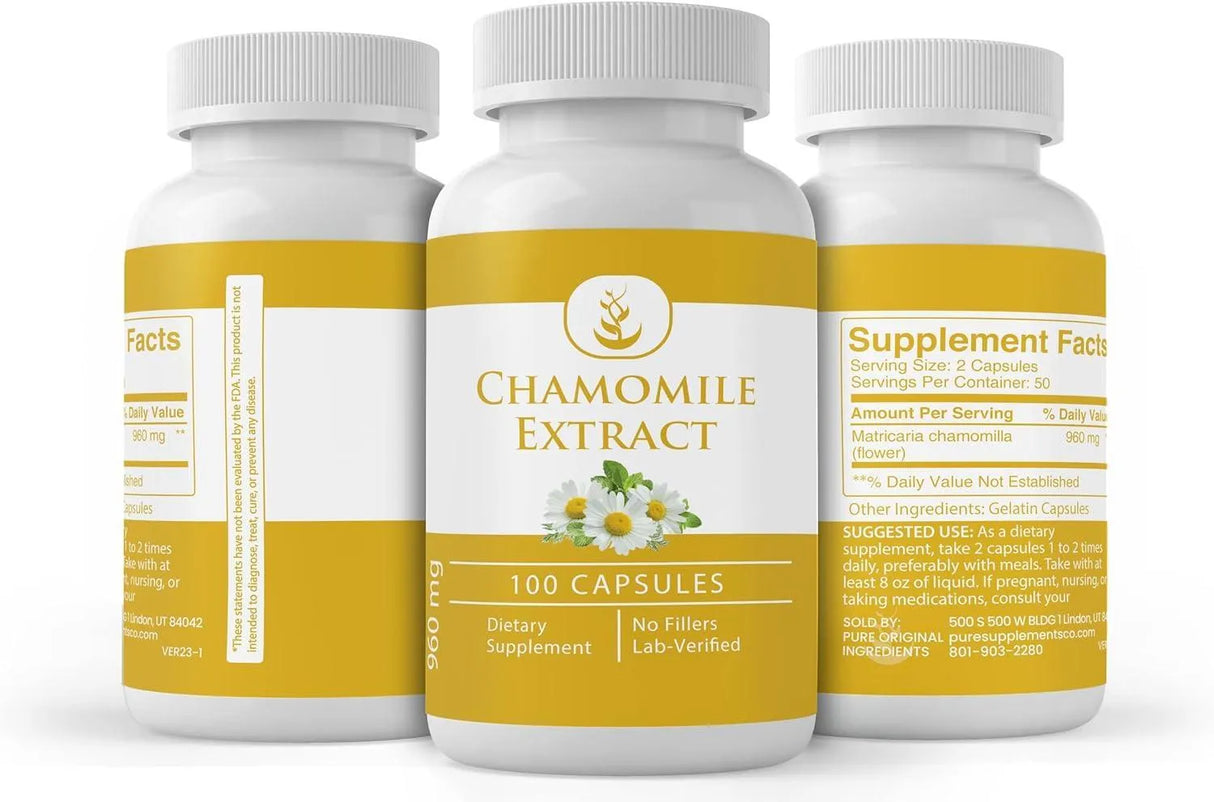 PURE ORIGINAL INGREDIENTS - Pure Original Ingredients Chamomile Extract 100 Capsulas - The Red Vitamin MX - Suplementos Alimenticios - {{ shop.shopifyCountryName }}