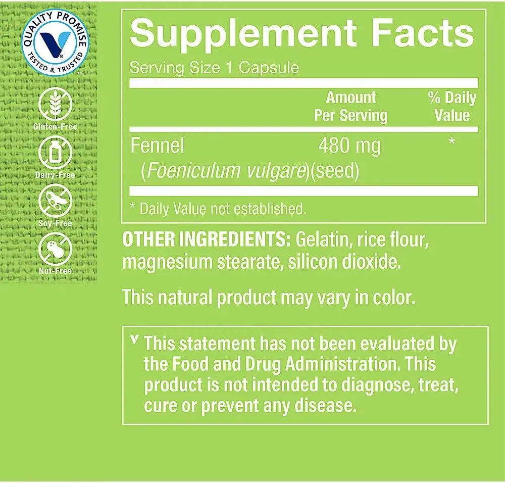 THE VITAMIN SHOPPE - The Vitamin Shoppe Fennel Seed 480Mg. 100 Capsulas - The Red Vitamin MX - Suplementos Alimenticios - {{ shop.shopifyCountryName }}