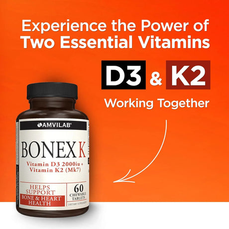 AMVILAB - AMVILAB Bonex K Vitamin D & K Complex 60 Tabletas Masticables - The Red Vitamin MX - Suplementos Alimenticios - {{ shop.shopifyCountryName }}