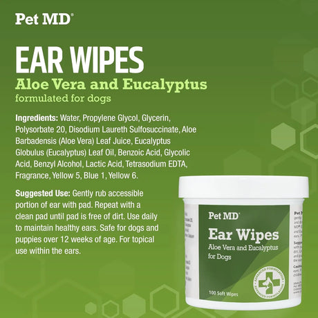 PET MD - Pet MD Dog Ear Cleaner Wipes 100 Toallitas - The Red Vitamin MX - Cuidado Del Oído De Perros - {{ shop.shopifyCountryName }}