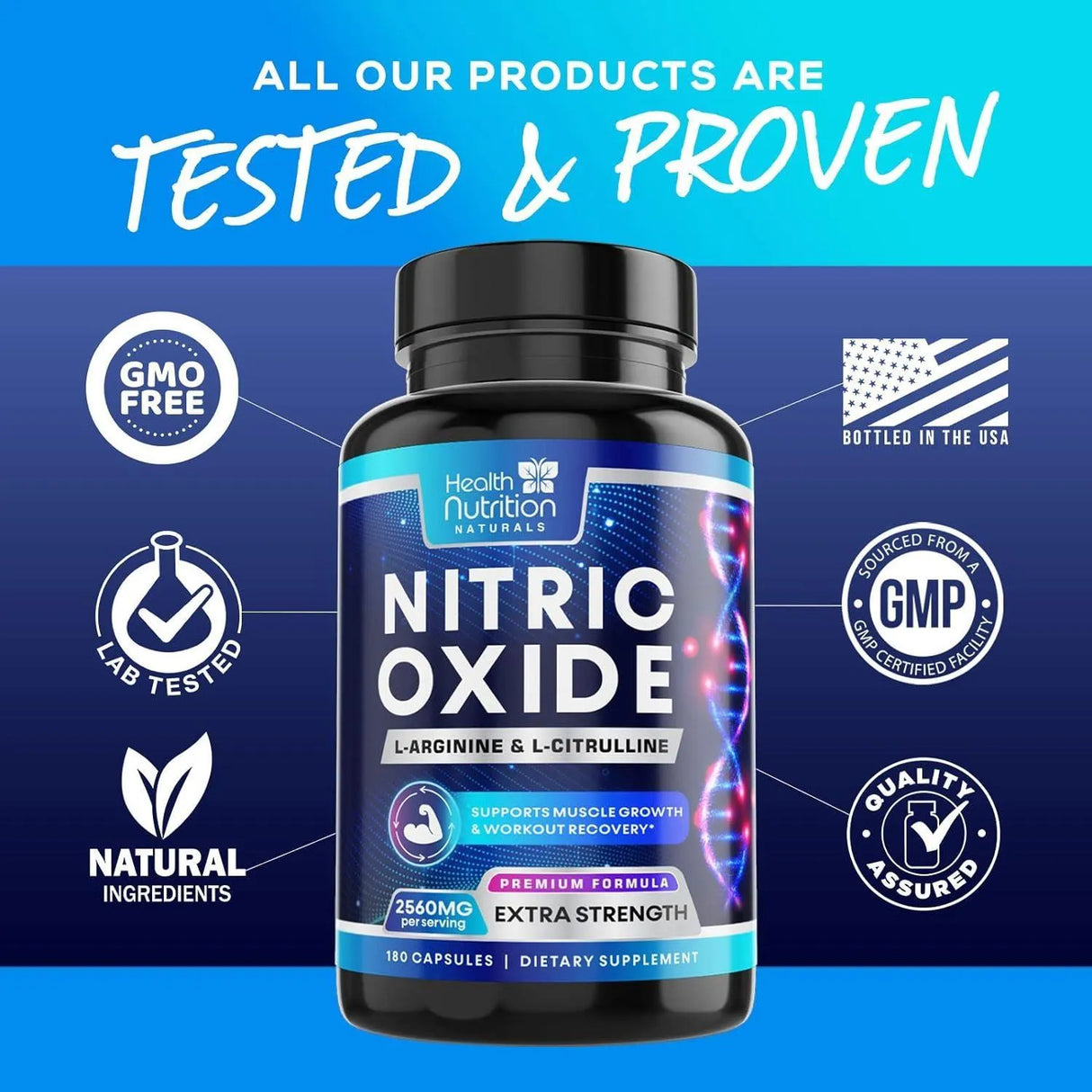 HEALTH NUTRITION NATURALS - Health Nutrition Naturals Extra Strength Nitric Oxide 180 Capsulas - The Red Vitamin MX - Suplementos Alimenticios - {{ shop.shopifyCountryName }}