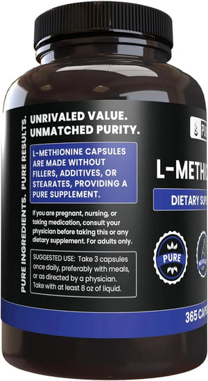 PURE ORIGINAL INGREDIENTS - Pure Original Ingredients L-Methionine 365 Capsulas - The Red Vitamin MX - Suplementos Alimenticios - {{ shop.shopifyCountryName }}