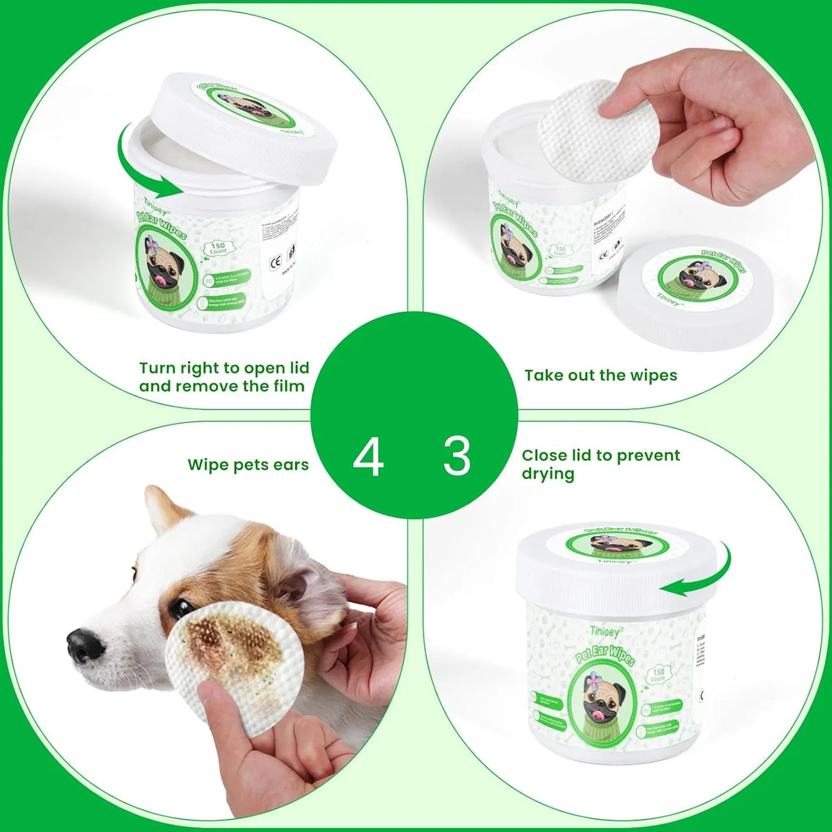 TINIOEY - Tinioey Dog Ear Wipes for Dogs 150 Toallitas - The Red Vitamin MX - Cuidado Del Oído De Perros - {{ shop.shopifyCountryName }}